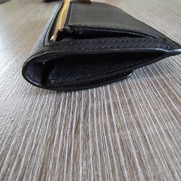 Michael Kors Jet Set Travel Double Top Zip Black Leather Wallet Purse - Picture 5 of 8